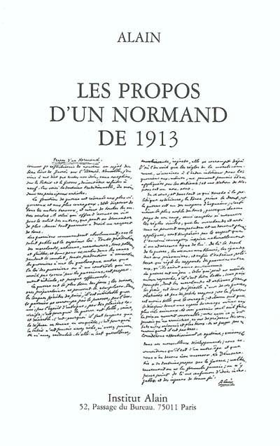 Les propos d'un Normand de 1913