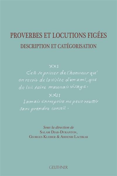 Proverbes et locutions figées : description et catégorisation