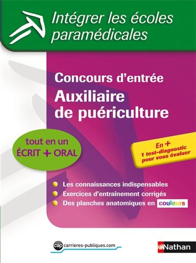 Concours d'entrée auxiliaire de puériculture : épreuves écrites et orales