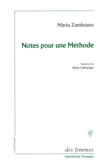 Notes pour une méthode