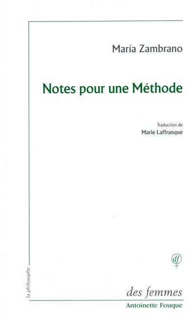 Notes pour une méthode