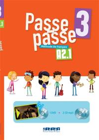 Passe-passe 3 : méthode de français, A2.1 : coffret classe 2 CD MP3 + 1 DVD