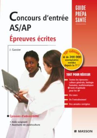 Concours d'entrée AS-AP : épreuves écrites