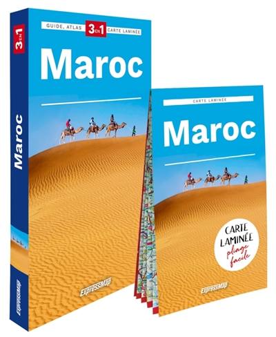 Maroc : 3 en 1 : guide, atlas, carte laminée