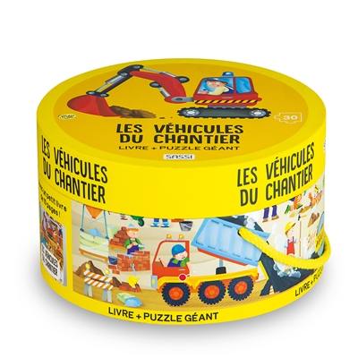 Les véhicules du chantier : livre + puzzle géant