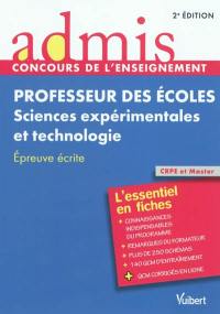 Professeur des écoles, sciences expérimentales et technologie : épreuve écrite : CRPE et Master