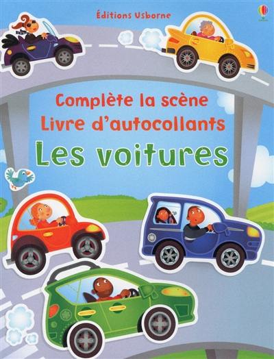 Les voitures : complète la scène, livre d'autocollants