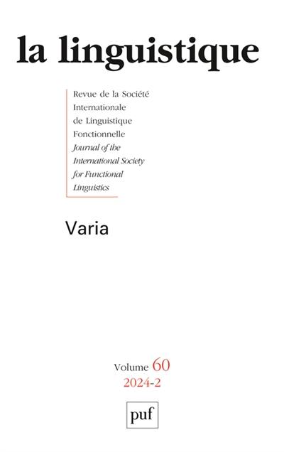 Linguistique (La), n° 2 (2024). Varia