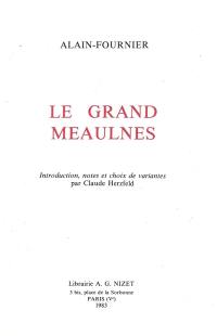 Le grand Meaulnes d'Alain Fournier