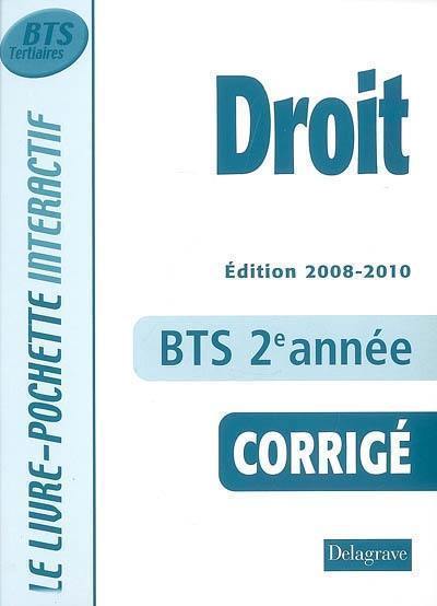 Droit, BTS tertiaires 2e année : corrigé : livre du professeur