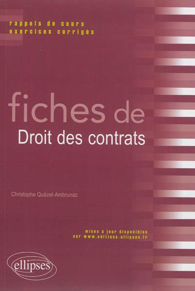 Fiches de droit des contrats : rappels de cours et exercices corrigés