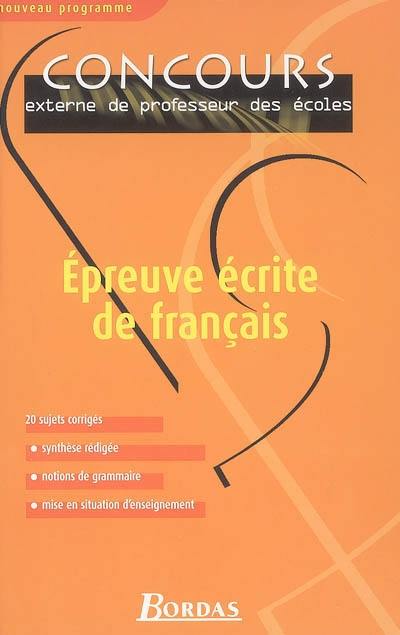 Epreuve écrite de français