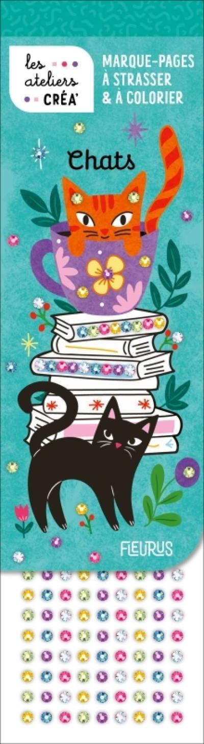 Chats : marque-pages à strasser & à colorier