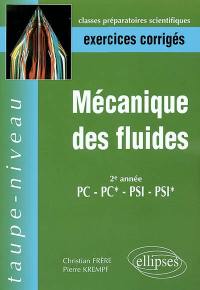 Mécanique des fluides PC, PC*, PSI, PSI* : exercices corrigés : 2e année, classes préparatoires aux Grandes Ecoles Scientifiques