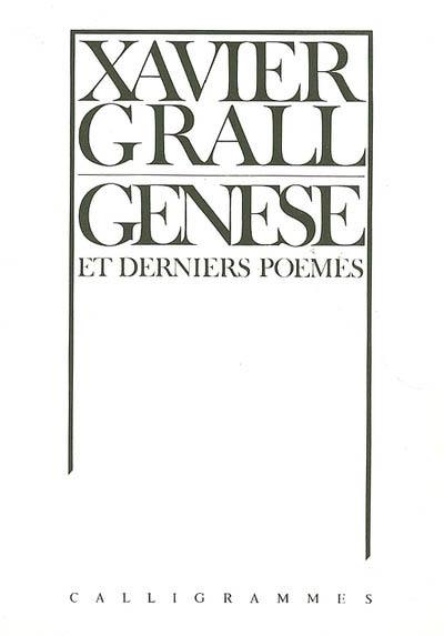 Genèse : et derniers poèmes