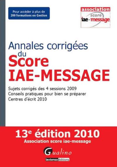 Annales corrigées du Score IAE-Message