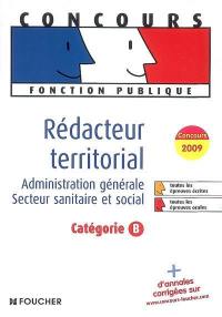 Rédacteur territorial : administration générale, secteur sanitaire et social : catégorie B