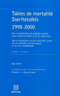 Tables de mortalité : 1998-2000 : pour la capitalisation du préjudice corporel d'une victime d'accident ou de ses ayants droits. Sterftetafels : 1998-2000 : voor de kapitalisatie van de lichamelijke schade van het slachtoffer van een ongeval of van zijn rechthebbenden