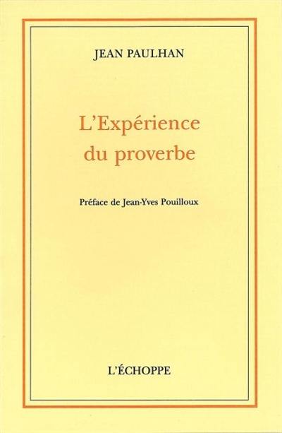 L'Expérience du proverbe