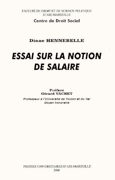 Essai sur la notion de salaire