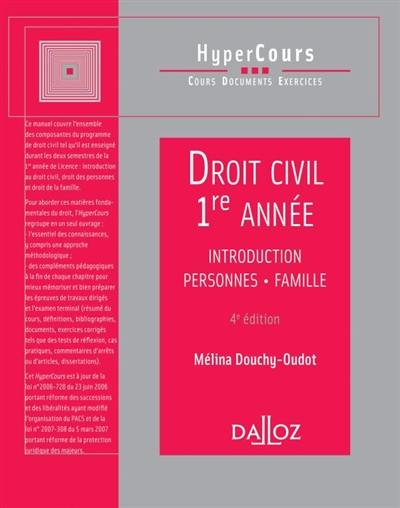 Droit civil 1re année : introduction, personnes, famille