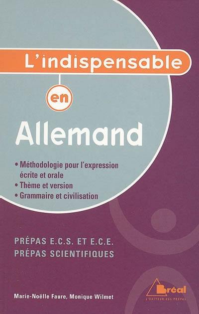 L'indispensable en allemand : classes préparatoires aux Ecoles scientifiques et de commerce