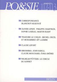 Poésie, n° 112-113. Correspondance Blanchot-Kozovoï