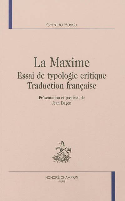 La maxime : essai de typologie critique, traduction française