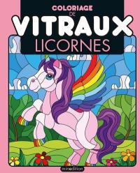 Licornes : coloriage de vitraux