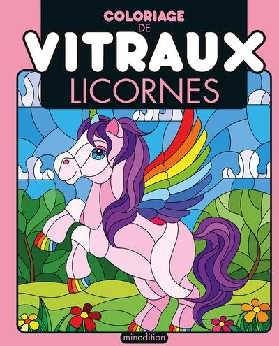 Licornes : coloriage de vitraux