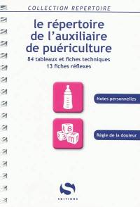 Le répertoire de l'auxiliaire de puériculture : 84 tableaux et fiches techniques, 13 fiches réflexes