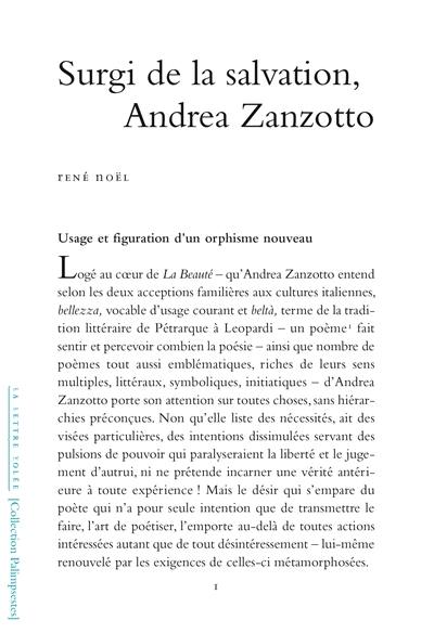 Surgi de la salvation, Andrea Zanzotto