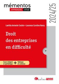 Droit des entreprises en difficulté : cours intégral et synthétique + tableaux et schémas : 2024-2025