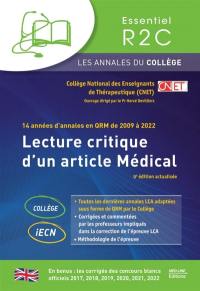 Lecture critique d'un article médical : 14 années d'annales en QRM de 2009 à 2022