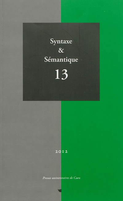 Syntaxe et sémantique, n° 13