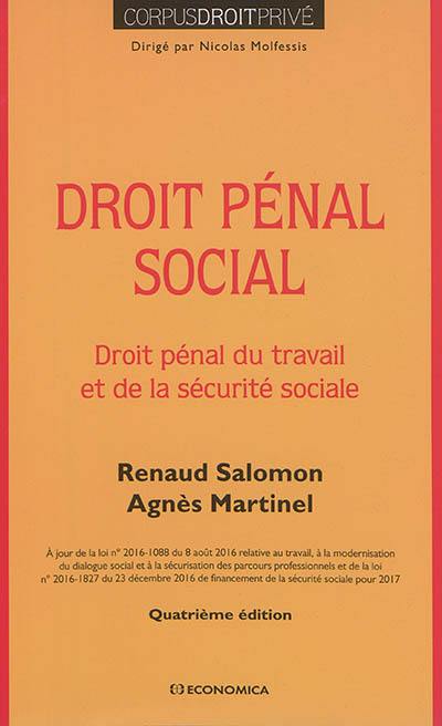 Droit pénal social : droit pénal du travail et de la sécurité sociale