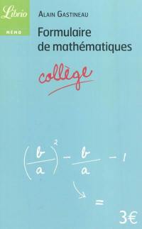 Formulaire de mathématiques : collège