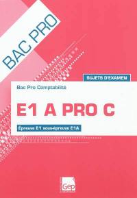 E1A pro C : bac pro comptabilité, épreuve E1 sous-épreuve E1A : sujets d'examen