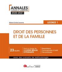 Droit des personnes et de la famille : licence 1 : 2020-2021