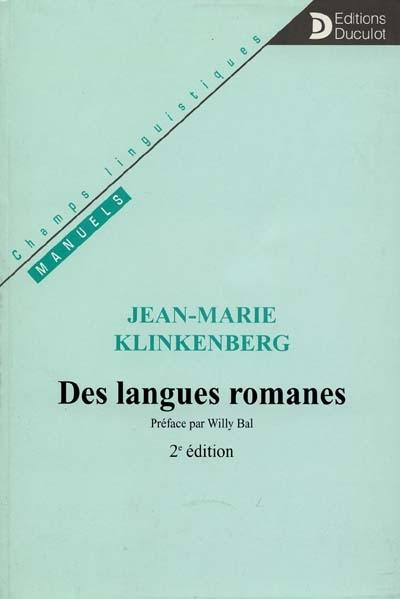 Des langues romanes : introduction aux études de linguistique romane