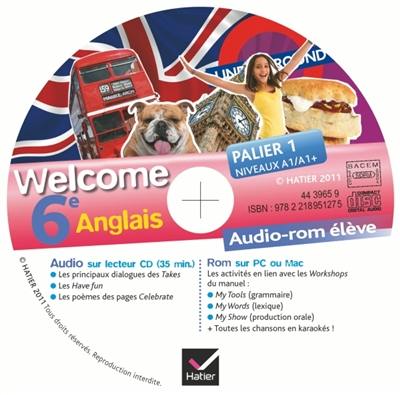 Welcome, anglais, 6e : CD élève de remplacement