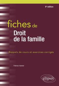 Fiches de droit de la famille : rappels de cours et exercices corrigés