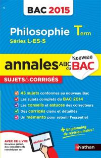 Philosophie, terminale L, ES, S : bac 2015