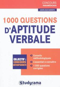 1.000 questions d'aptitude verbale : concours orthophoniste