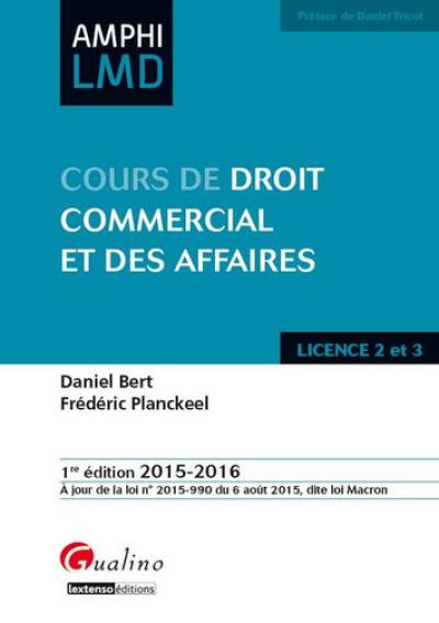 Cours de droit commercial et des affaires : 2015-2016