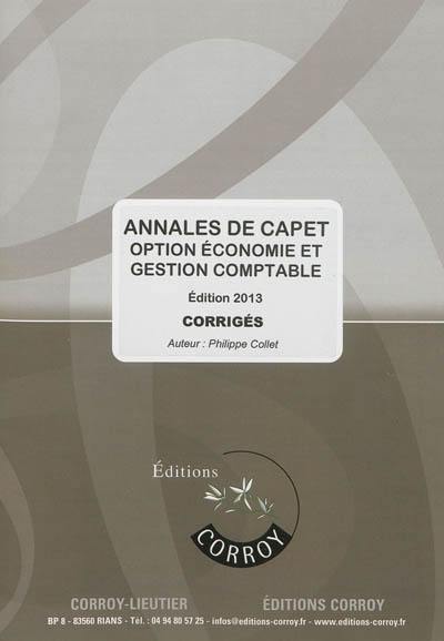 Annales de CAPET, option économie et gestion comptable : corrigés