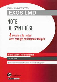 Note de synthèse : 6 dossiers de textes avec corrigés entièrement rédigés