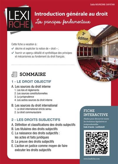 Introduction générale au droit : les principes fondamentaux