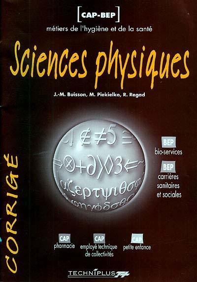 Sciences physiques, CAP-BEP hygiène et métiers de la santé : corrigé