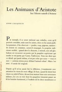 Les animaux d'Aristote : sur l'Histoire naturelle d'Aristote